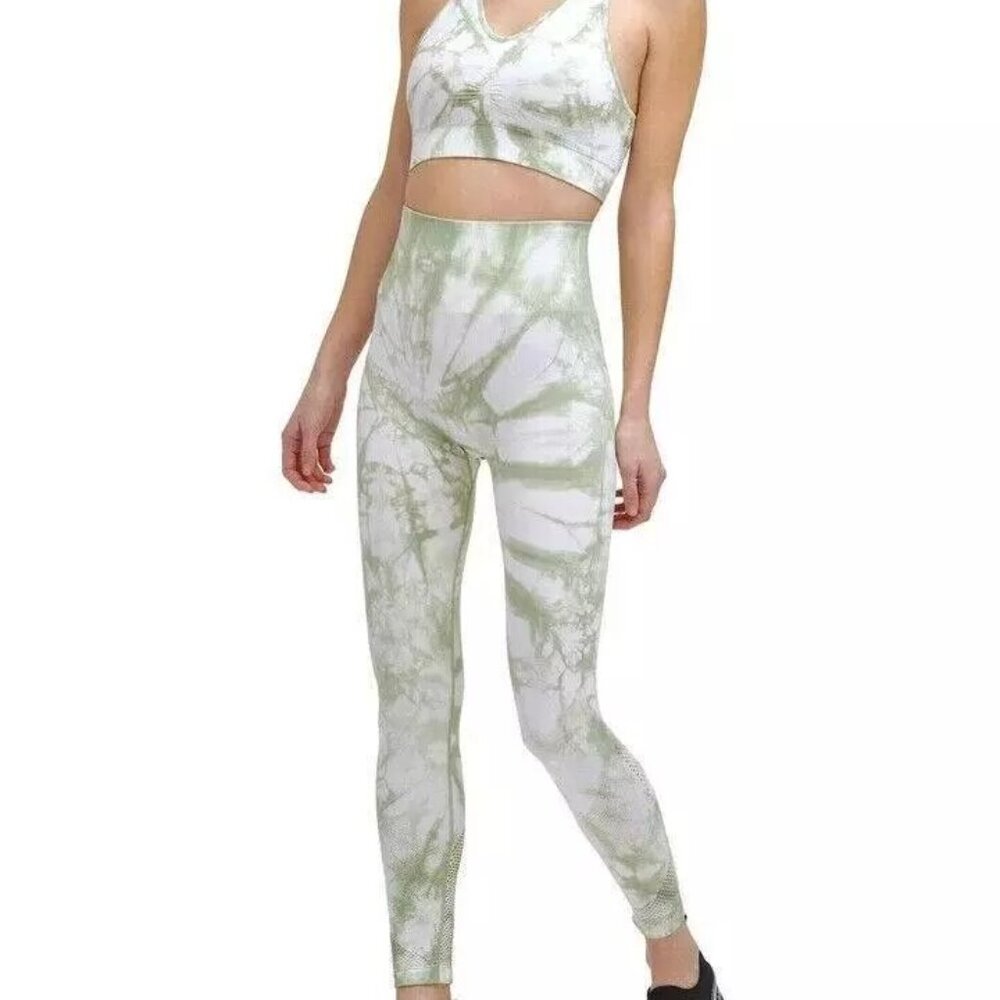 DKNY Sport Women's Tie-Dyed 7/8 Leggings, Sage green, Large